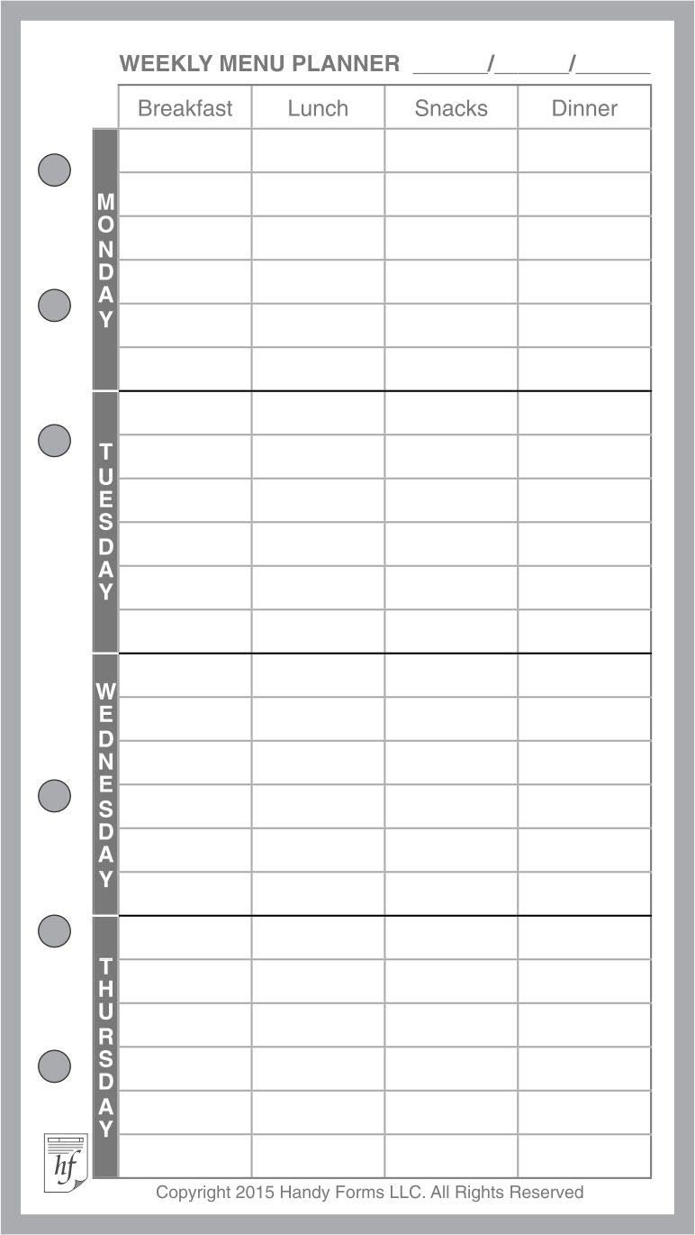 Handy Forms Personal Size Menu Planner and Shopping List, Sized and Punched for Filofax Personal Notebook (3.7" x 6.75") - Image 2